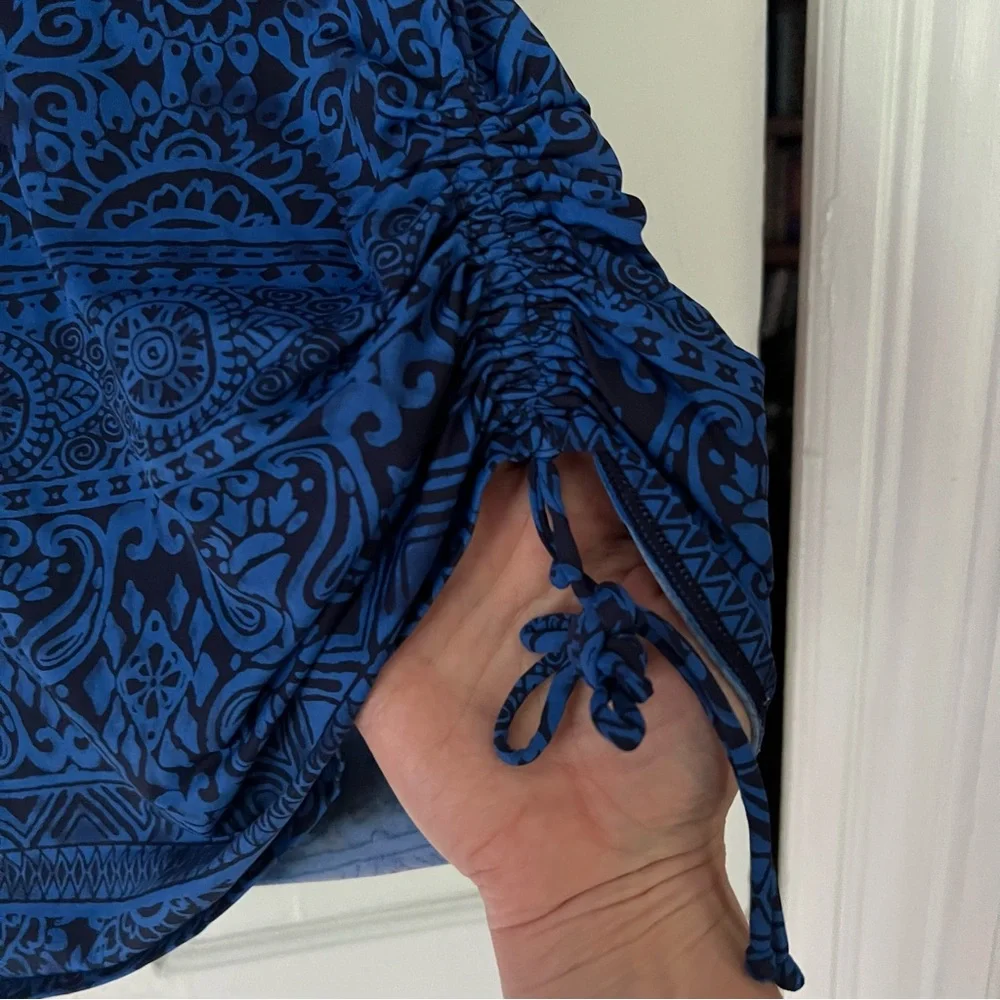 LANDS END Blue Black Patterned Coverup Size XL - Picture 7 of 8